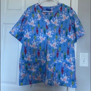 Easter Bunny Scrub Top
